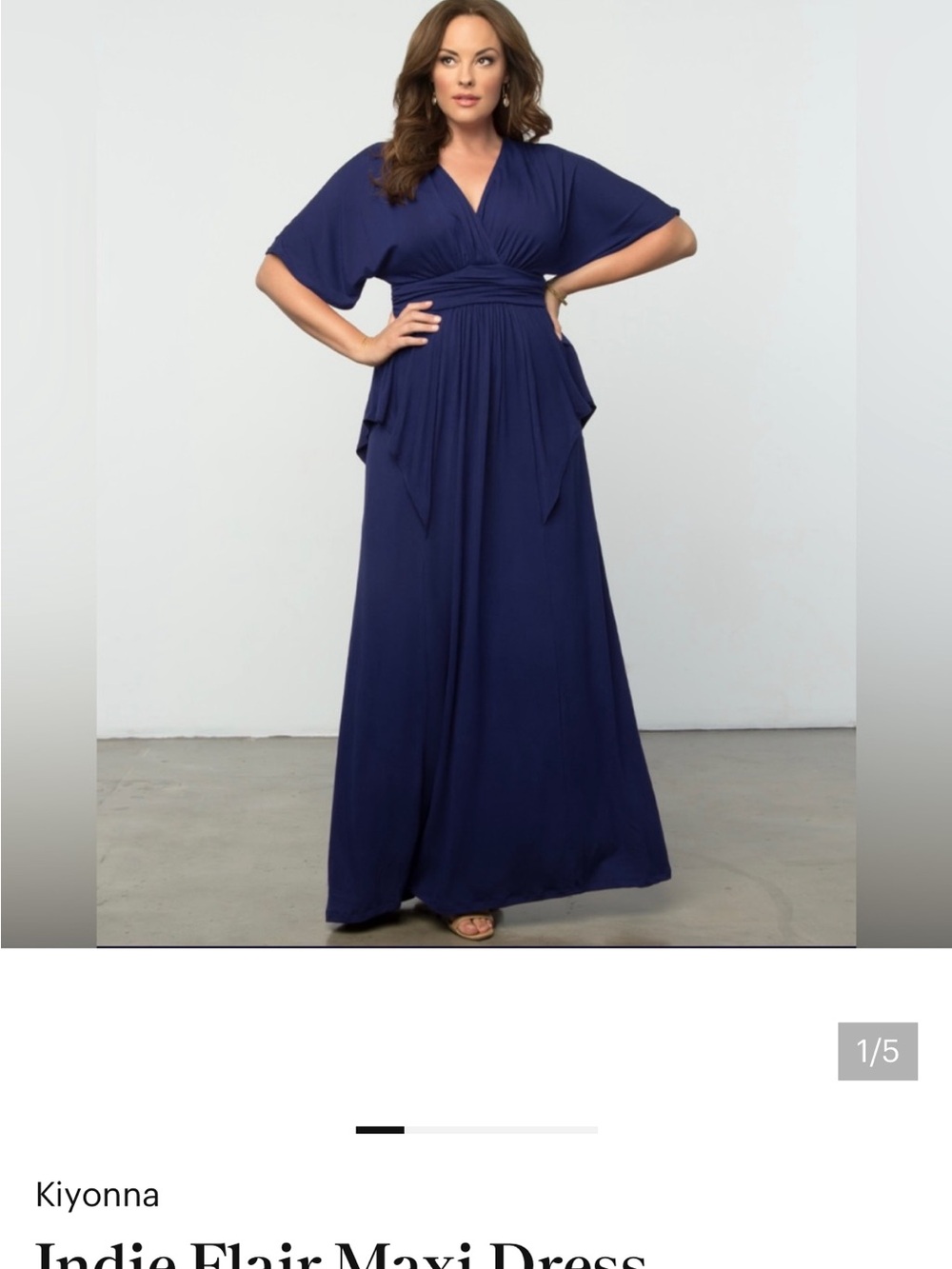 Kiyonna Navy V-Neck Maxi Dress